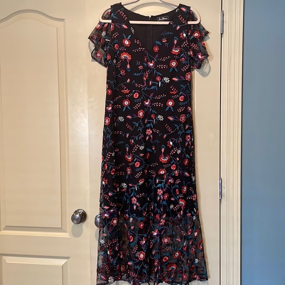 Sam Edelman embroidered cold shoulder floral dress size 12 - Picture 2 of 4